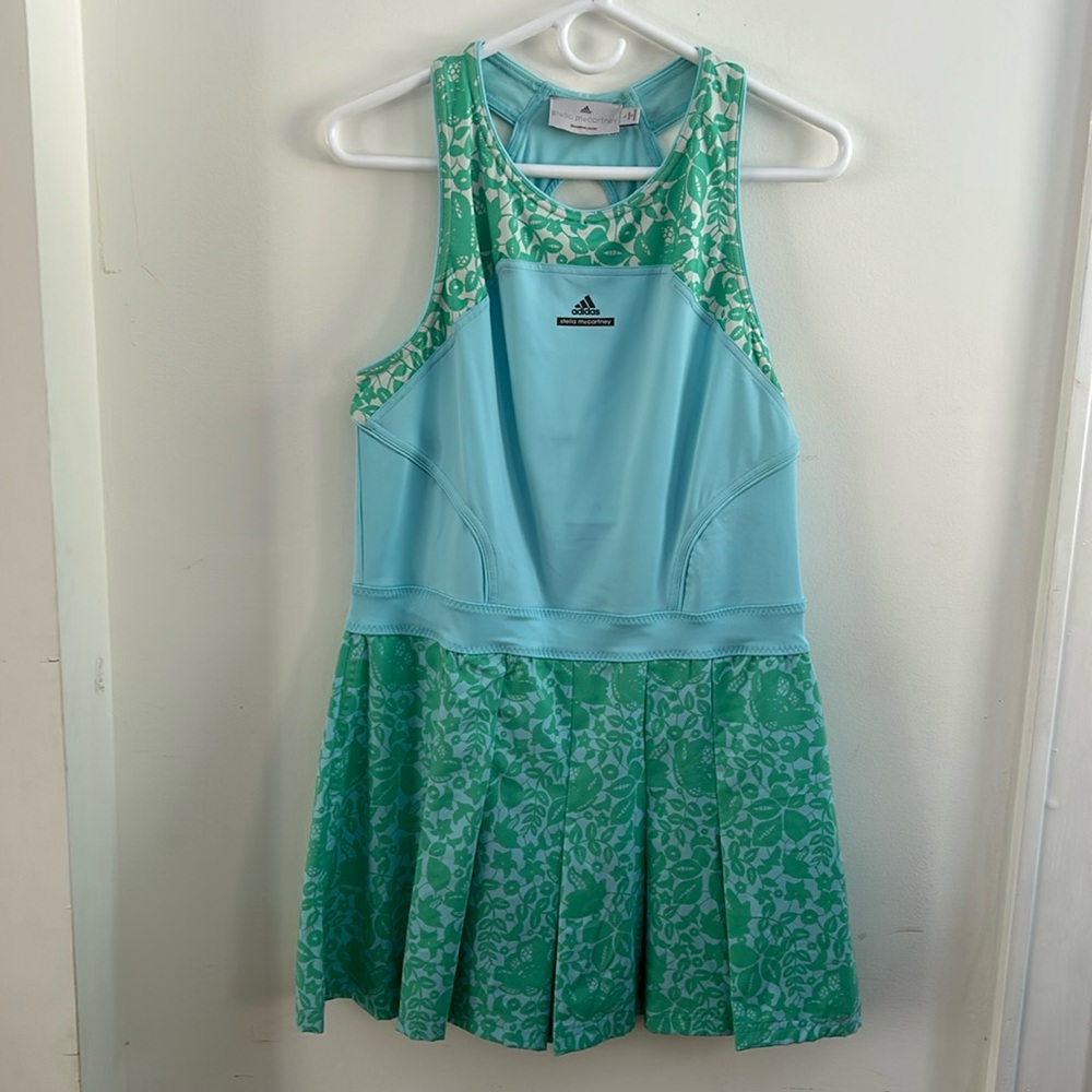Adidas by Stella McCartney Aqua and Mint Green Athletic Tennis Dress L